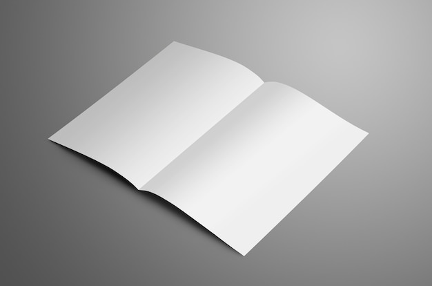 灰色​の​背景​に​分離された​柔らかい​影​と​ユニバーサルホワイトワン​a​4​a​5​二​つ折り​パンフレット