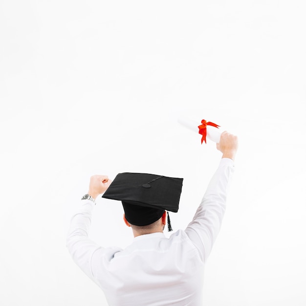 Free photo unrecognizable man celebrating graduation