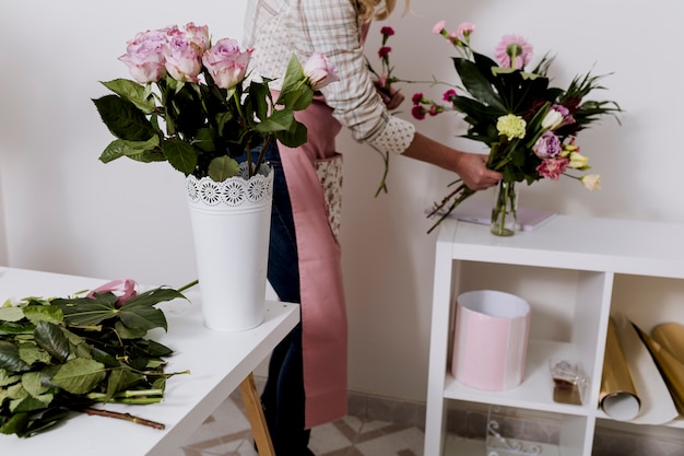 Unrecognizable woman making a bouquet
