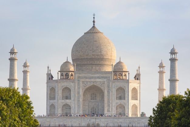 Untypical view of the famous taj mahal tomb in agra india