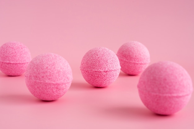 Free photo unused bath bombs still life