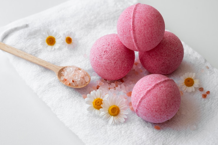 Free Photo unused bath bombs still life