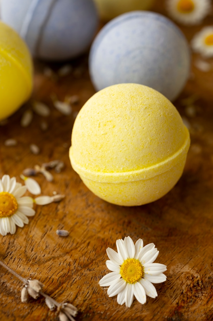 Free Photo unused bath bombs still life