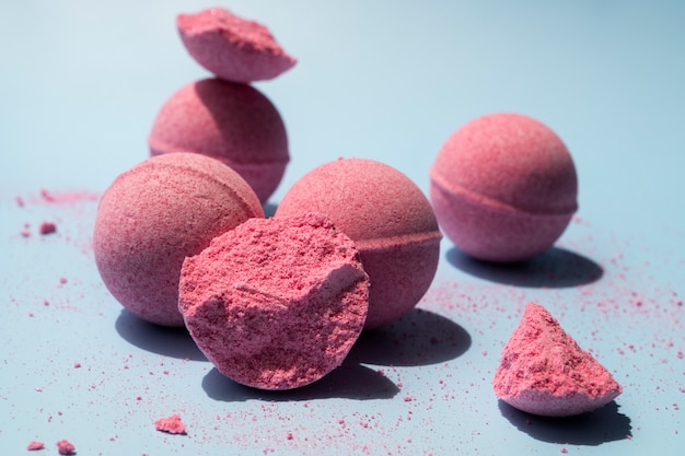 Unused bath bombs still life