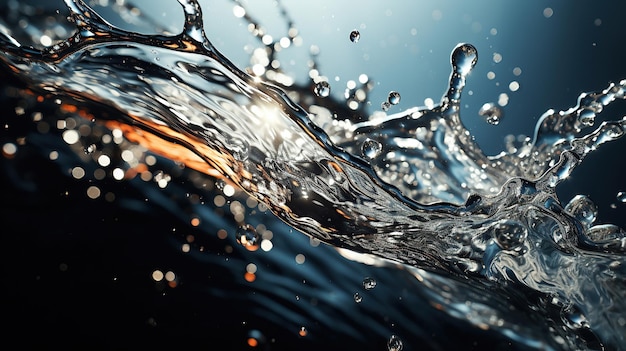 Foto gratuita guarda da vicino uno spruzzo d'acqua in azione che mostra l'affascinante danza della luce e dell'ombra