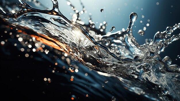 Upclose look at a water splash in action showcasing the mesmerizing dance of light and shadow