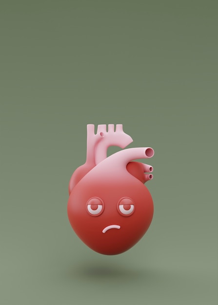 Free photo upset cartoon anatomical heart