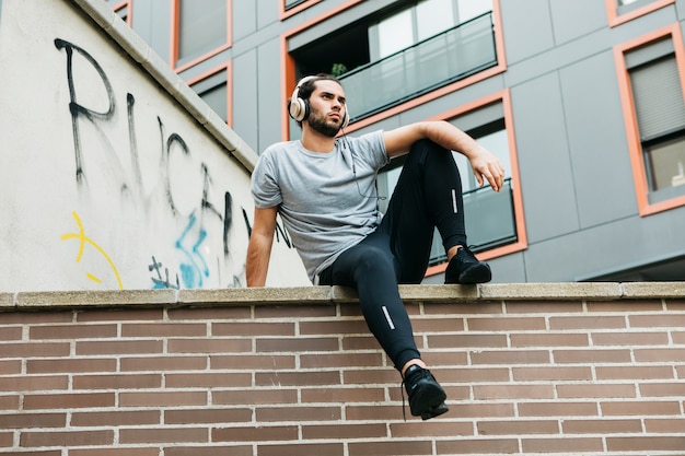 Urban athlete on wall