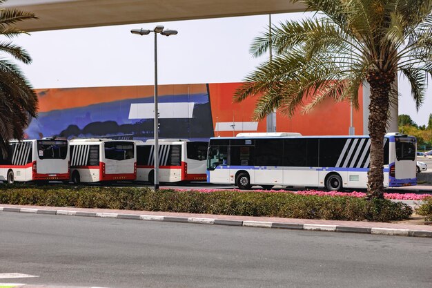 Urban bus stop public transport in dubai city