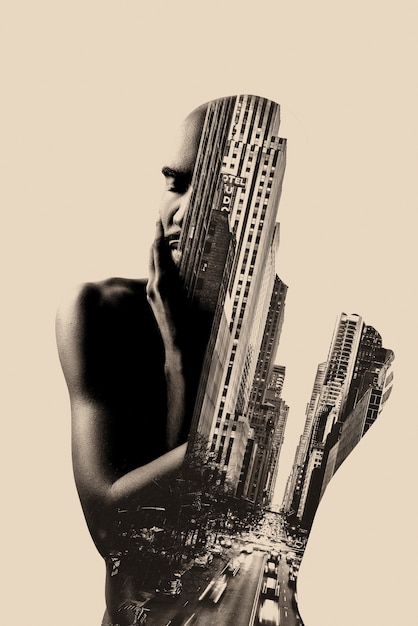 Urban double exposure collage concept