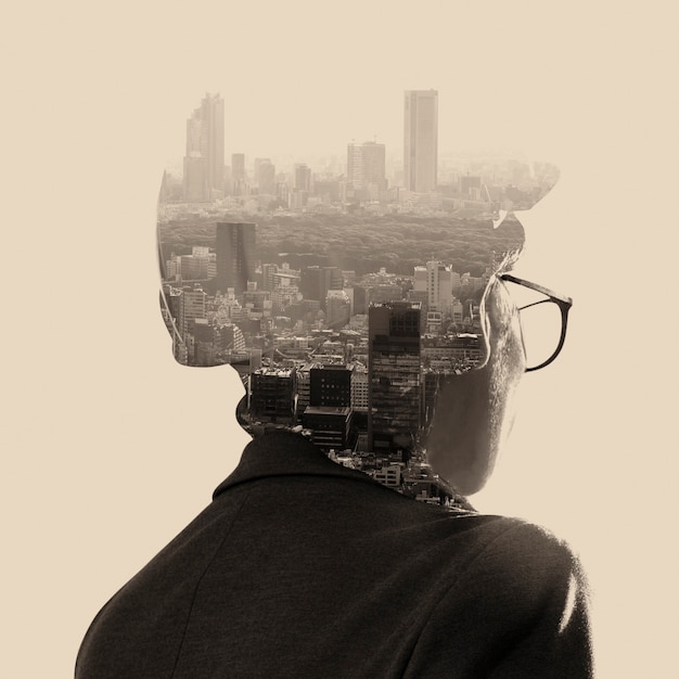 Urban double exposure collage concept