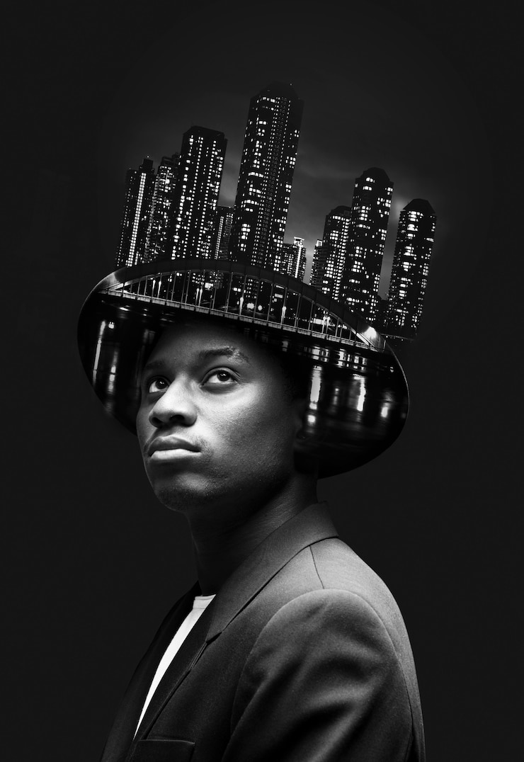 Free Photo urban double exposure collage concept