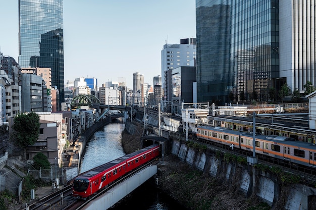 도시 풍경 일본 열차