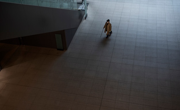 Urban landscape of tokyo city with empty building floor