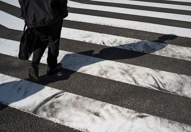 Urban landscape of tokyo city with pedestrian crossing