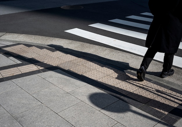 Urban landscape of tokyo city with pedestrian crossing