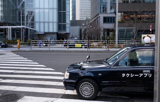 Urban landscape of tokyo city with pedestrian crossing