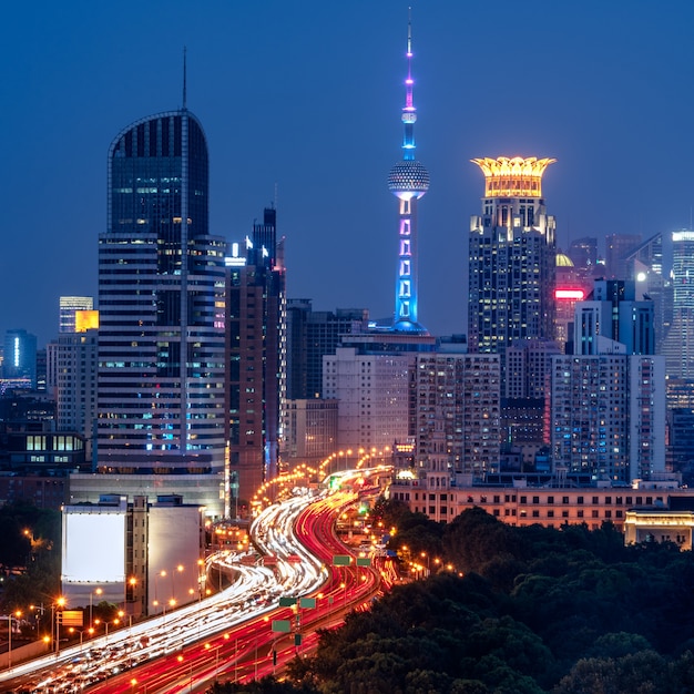 Free photo urban traffic road with cityscape