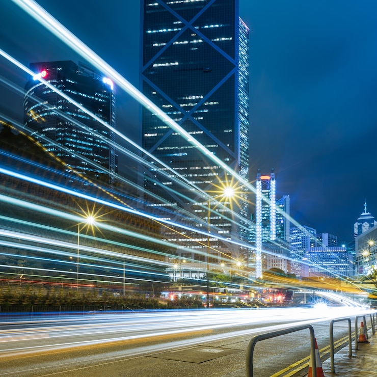 Free Photo urban traffic with cityscape