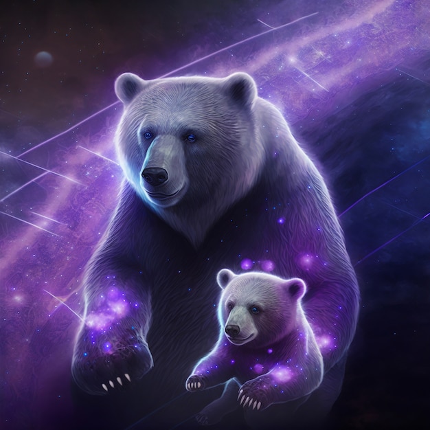 Ursa major and ursa minor constellations collage concept