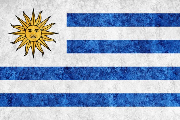 Uruguay Metallic flag, Textured flag, grunge flag