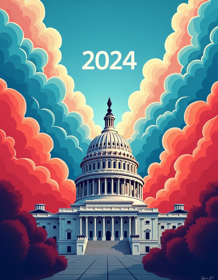 무료 Photo 2024년 미국 대선 일러스트레이션