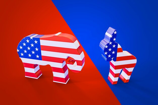 미국 국기와 함께 미국 선거 개념