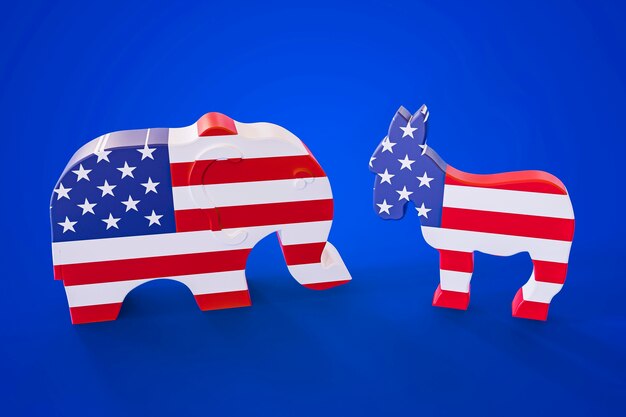 미국 국기와 함께 미국 선거 개념