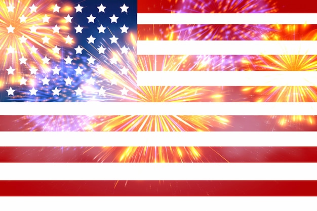 Free photo us flags with fireworks collage