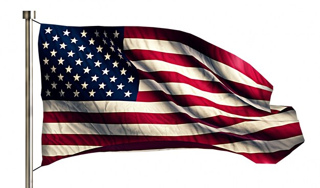 アメリカアメリカの国旗は、3Dの白い背景を分離