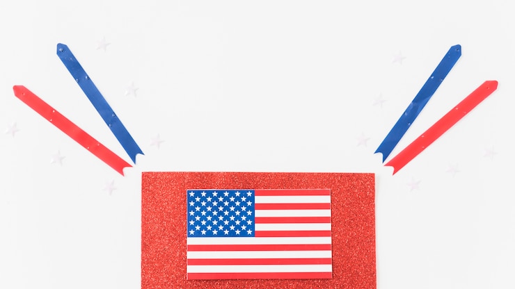 無料Photo リボンとベルベットのアメリカ国旗