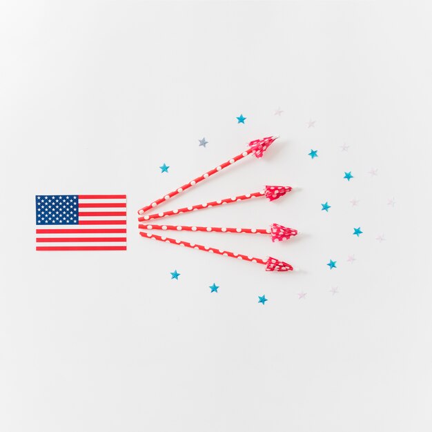 USA flag with decorative arrows