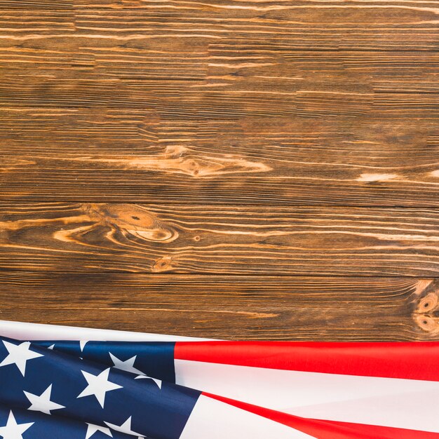 USA flag on wooden background