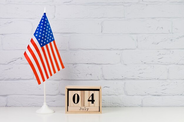 Usa independence day background with wooden calendar