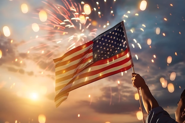 Free photo usa independence day celebration with flag