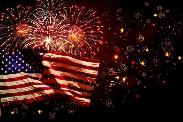 Празднование Дня независимости США с флагом