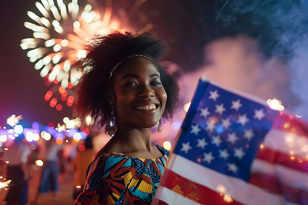 Usa independence day celebration with flag