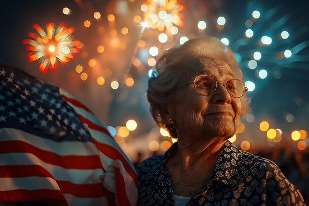 Usa independence day celebration with flag