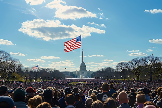 無料写真 アメリカ合衆国独立記念日 旗を掲げて