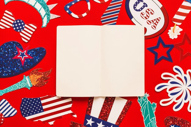 Usa independence day composition with paper