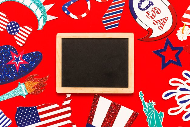 Usa independence day composition with slate in middle