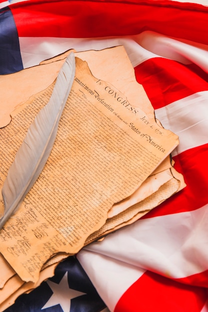 Usa independence day concept with feather on declaration