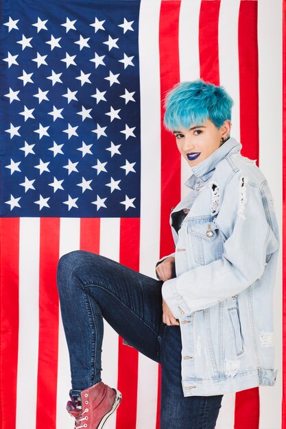 Usa independence day concept with punk woman