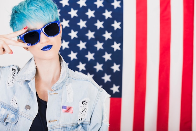 Usa independence day concept with punk woman