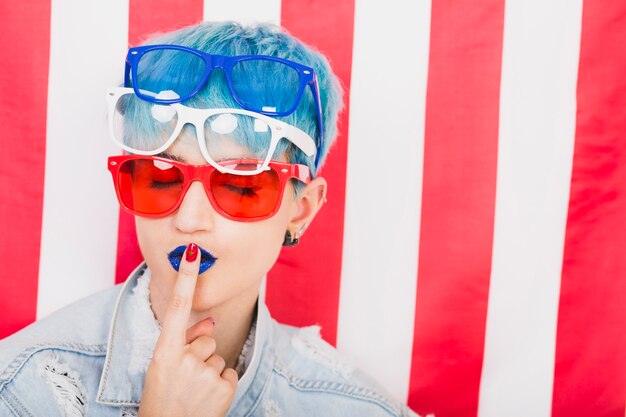 Usa independence day concept with punk woman