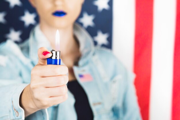 Usa independence day concept with punk woman