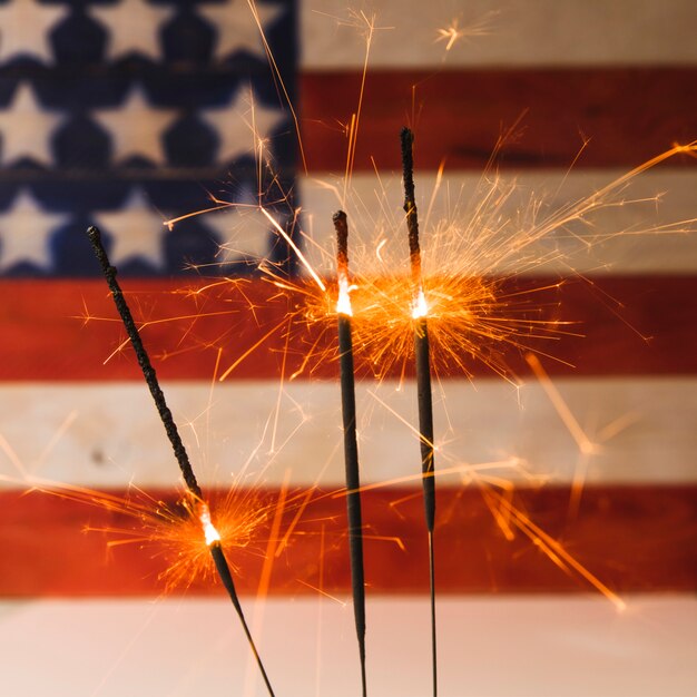 Usa independence day concept with sparklers