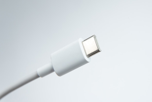 Usb cable type c over white isolated background