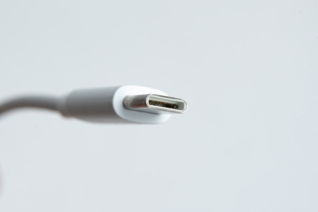 USB cable type C over white isolated background