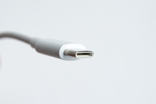 USB cable type C over white isolated background